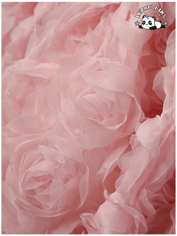 LEZONKIDS - High Quality Children's Performance Dress V Neck Sleeveless Floral Party Girls Dress